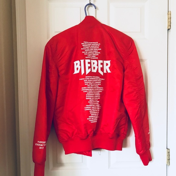 H&M Jackets & Coats Justin Bieber Purpose Tour Jacket Xs Red Poshmark